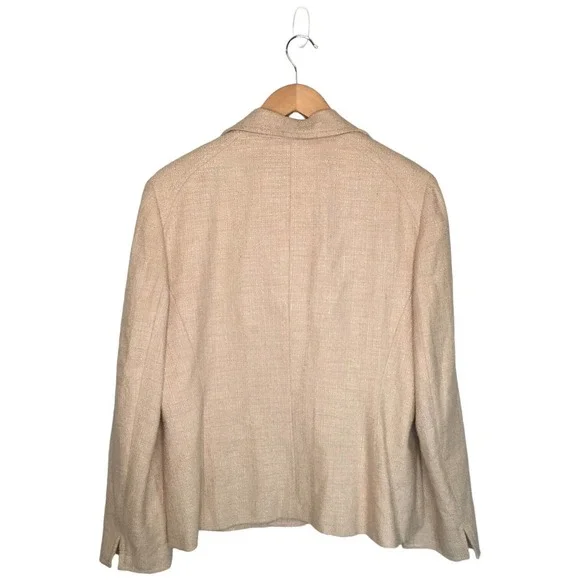 Vintage Talbots Blazer Lined Pockets Notched Collar Career Womens Tan 14 - Picture 7 of 10